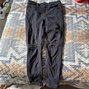 American Eagle Outfitters Black Skinny Jeans Distressed- 8 Short